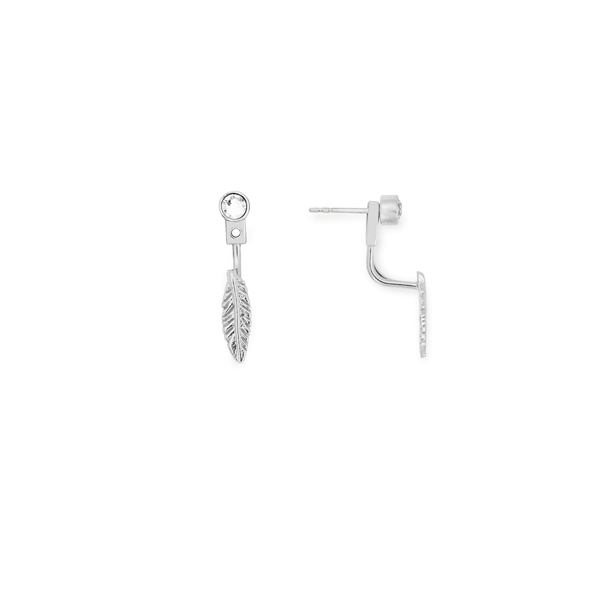 Feather + Crystal Drop Earrings